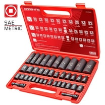 CARBYNE 40 Piece Impact Socket Set, SAE & Metric, Standard and Deep Sockets, 3/8" & 1/2" Drive