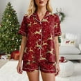 thumbnail image 5 of TTUHYWXI Women Christmas Pajamas Shorts Set White Christmas Pajamas Short Sleeves Shirt and Shorts 2 Piece Pjs Sleepwear (Wine, M), 5 of 7