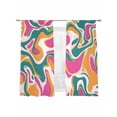 thumbnail image 2 of Modernism Sheer Curtains 72 Inches Long 2 Panels Impressionist Style Colored Water Ripple Light Filtering Semi Sheer Window Curtains Drapes for Bedroom Living Room 52"x72", 2 of 7