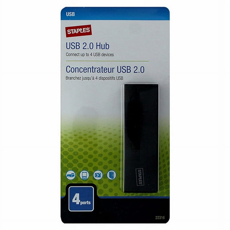 Staples USB 2.0 Hub Connect Up to 4 Devices