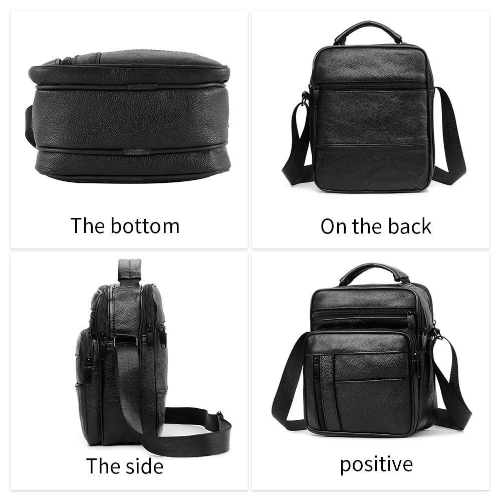 8.26*3.93*9.84in Men's Genuine Leather Handbag Shoulder Bag Fashion Cross Body Messenger Business