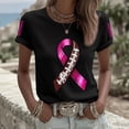 thumbnail image 2 of JULMCOMO Breast Cancer Shirts for Women Crew Neck Breast Cancer Awareness Pink Ribbon Casual Tshirts Rolled Short Sleeve Loose Cute Graphic Tees Light Purple S, 2 of 4