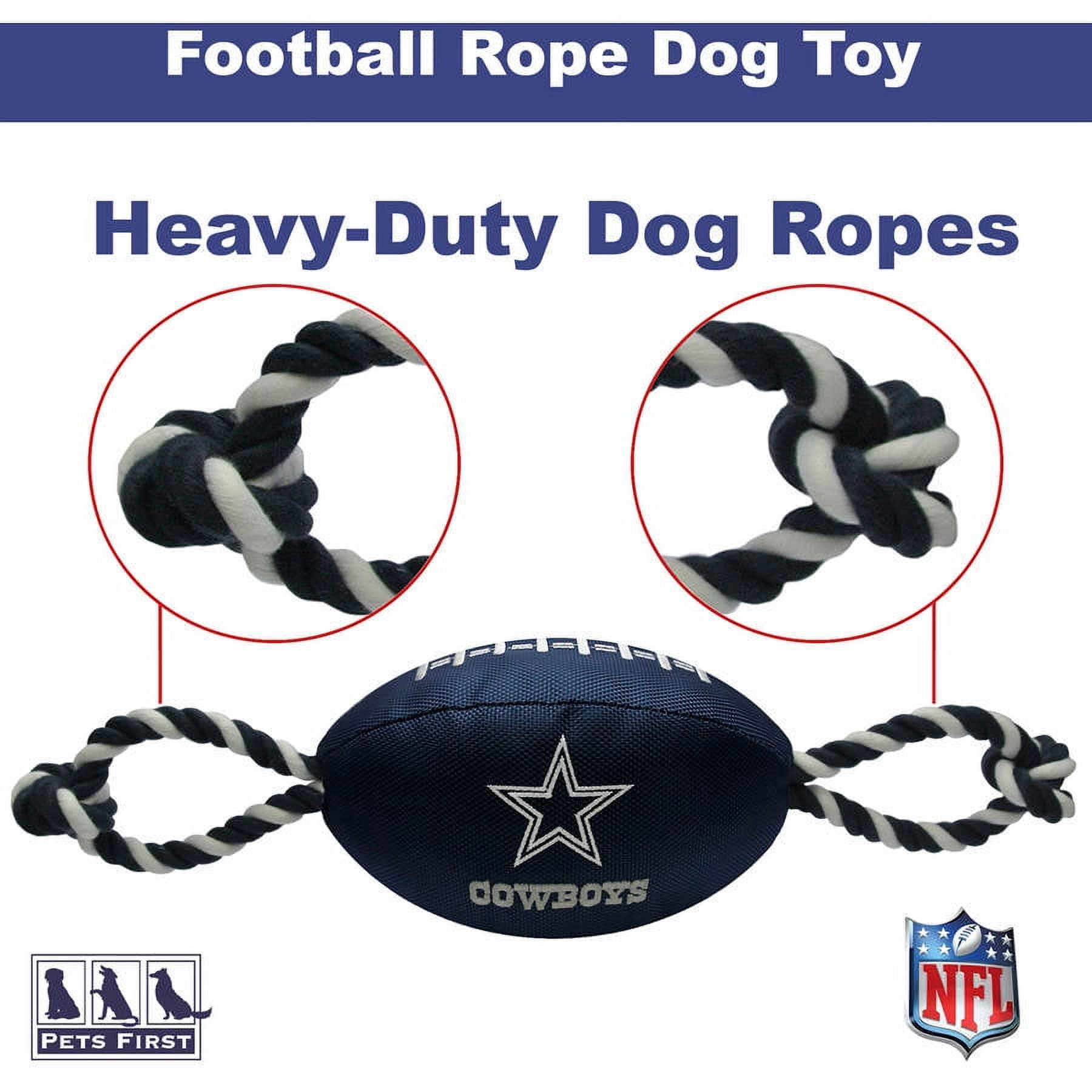 Pets First NFL Dallas Cowboys Strong, Durable, Chewable Pet Dog Football Toy with inner SQUEAKER & Side Ropes. Available in 32 NFL TEAMS. - Officialy Licensed
