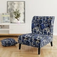 thumbnail image 2 of Designart « Neo-Gothic Allure In Cobalt Blue I » Fauteuil d'Appoint Rembourré à Motif Floral Bleu - Fauteuil de Style Cottage pour Salon, 2 of 7