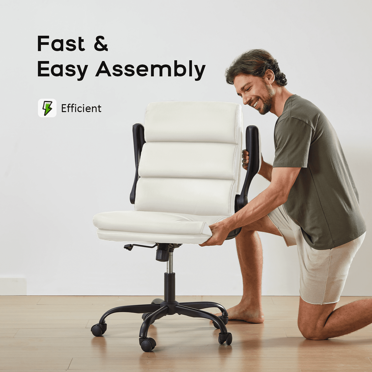TMV Ergonomic High Back Gaming Chair - Adjustable Desk Office Chair with Lumbar Support, Perfect as Computer Desk Chair，White