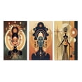 thumbnail image 2 of Designart "Retro Graphic Representation of an African Goddess" African American Woman Wall Art Set Of 3 - Woman African American Yellow Canvas Set For Living Room Decor, 2 of 6