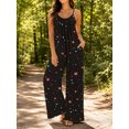 thumbnail image 5 of Women's Casual Sleeveless Jumpsuits Colorful Stars Spaghetti Strap Wide Leg Pants Rompers with Pockets, 5 of 7