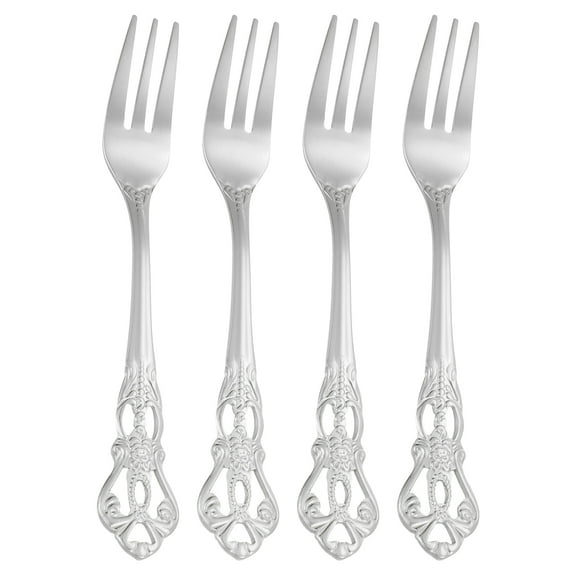 Uxcell 4 Pcs Salad Forks, 5.1 Inches Stainless Steel Dessert Forks, Mirror Polished, Dishwasher Safe, Tiny Forks for Small Desserts, Cocktails, Silver