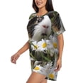 thumbnail image 2 of Fotbe Daisy Guinea Pig Print Pajama Set for Women 2 Piece Loungewear Short Sleeve Tops and Shorts Set Soft Sleepwear-Small, 2 of 7