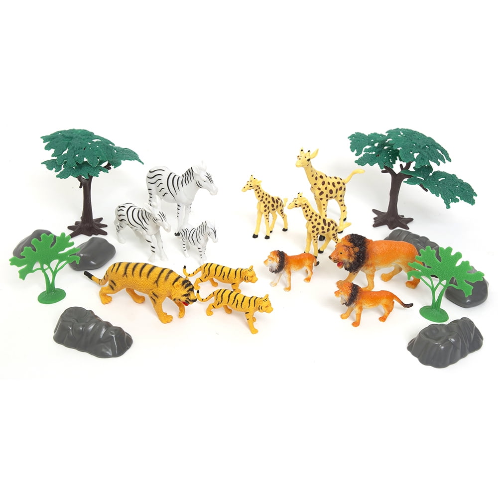 Zoo Troop Big Bucket of Safari Life – 40-Piece Novelty Toy Set for Kids Ages 3+