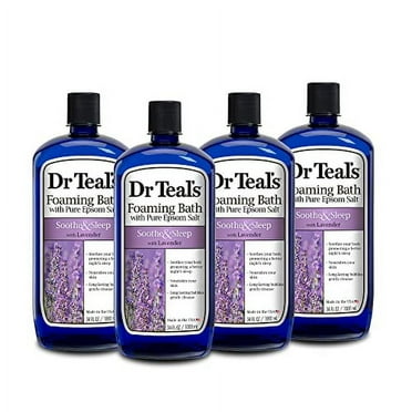 Dr Teal's Foaming Bath with Pure Epsom Salt, Soothe & Sleep with Lavender, 34 fl oz (Pack of 4)
