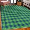 thumbnail image 3 of Plaid Decorative Rug, Lumberjack Fashion Buffalo Checks Pattern Retro Style Grid Composition, Quality Carpet for Bedroom Dorm and Living Room, 6 Sizes, Dark Blue and Fern Green, by Ambesonne, 3 of 4