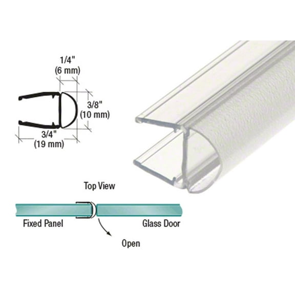 CRL Translucent Vinyl Bulb Seal for 5/16" Glass - 73" Long