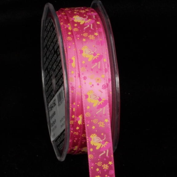 The Ribbon People Fuscia Pink and Yellow Fairies Wired Craft Ribbon 0.5" x 108 Yards