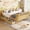 Natural+Drawer, variant on Twin Size Montessori Bed with Detachable Rails, Solid Wood Low-Profile Platform Bed with Fence, No Box Spring Needed (Natural)