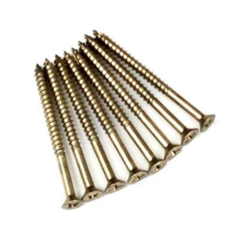 Bright Polished Brass Wood Screws 9 X 2 1/4" for Residential Door