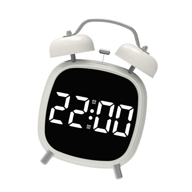 Reloj despertador digital Relojes ajustables Fort doble alarma para dormitorios interiores Blanco