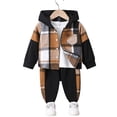 thumbnail image 4 of KEXE Boys Outfit Baby Boy Long Sleeve Hooded Plaid Onesie Drawstring Elastic Waist Pants Set Spring Outdoor Outfit（Orange,3-4 Years）, 4 of 7