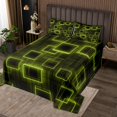 thumbnail image 2 of YST Geometry Yellow Green Bedspread Set Geometric Strip Lines Coverlet Set King Size,Modern Gradient Cubes Quilt Set Abstract Art Bedding Set For Children Adult Bedroom Decor, 2 of 3