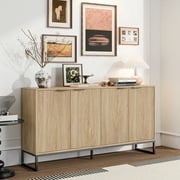 Fluted Accent Cabinet, Sideboard Storage Cabinet with Adjustable Shelves, Wooden Fluted Cabinet for Living Room, Dining Room, Hallway