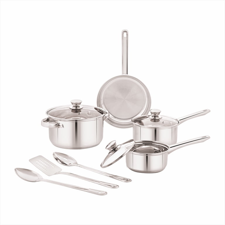 Mainstays Stainless Steel 10-Piece Cookware Set with Lids photo 1