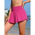 thumbnail image 6 of Womens 3" Swim Skirts High Waisted Elastic Swimming Bottoms with Built in Mesh Briefs and Pockets, 6 of 7