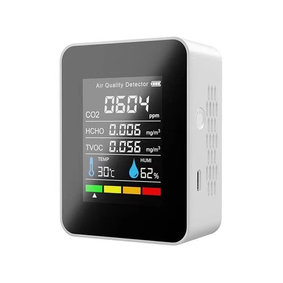 Riwcyla Household Air Quality Multifunctional CO2 Tester with Carbon Dioxide TVOC HCHO Value Electricity Quantity Humidity Display