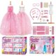 thumbnail image 2 of (Pink)Kids Pretend Play Clothes DIY Set Creative Girl Family Toy Fashion House Toy Clothing Design Handmade Material Bag, 2 of 5