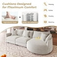 thumbnail image 5 of 105" Modern Sectional Sofa with Curved Chaise and 3 Throw Pillows, Chenille Fabric 3-Piece Fluffy Couch Set, 3 Seater Oversized Modular Sectional Sofa Couches for Living Rooms, Apartments, Beige, 5 of 7