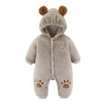 thumbnail image 5 of Letdown Baby Sherpa Outfit Girls Boys Winter Clothes Hooded Romper Snowsuit Clothes Button Down Bunting Suit with Elastic (Grey,0-3 Months), 5 of 5