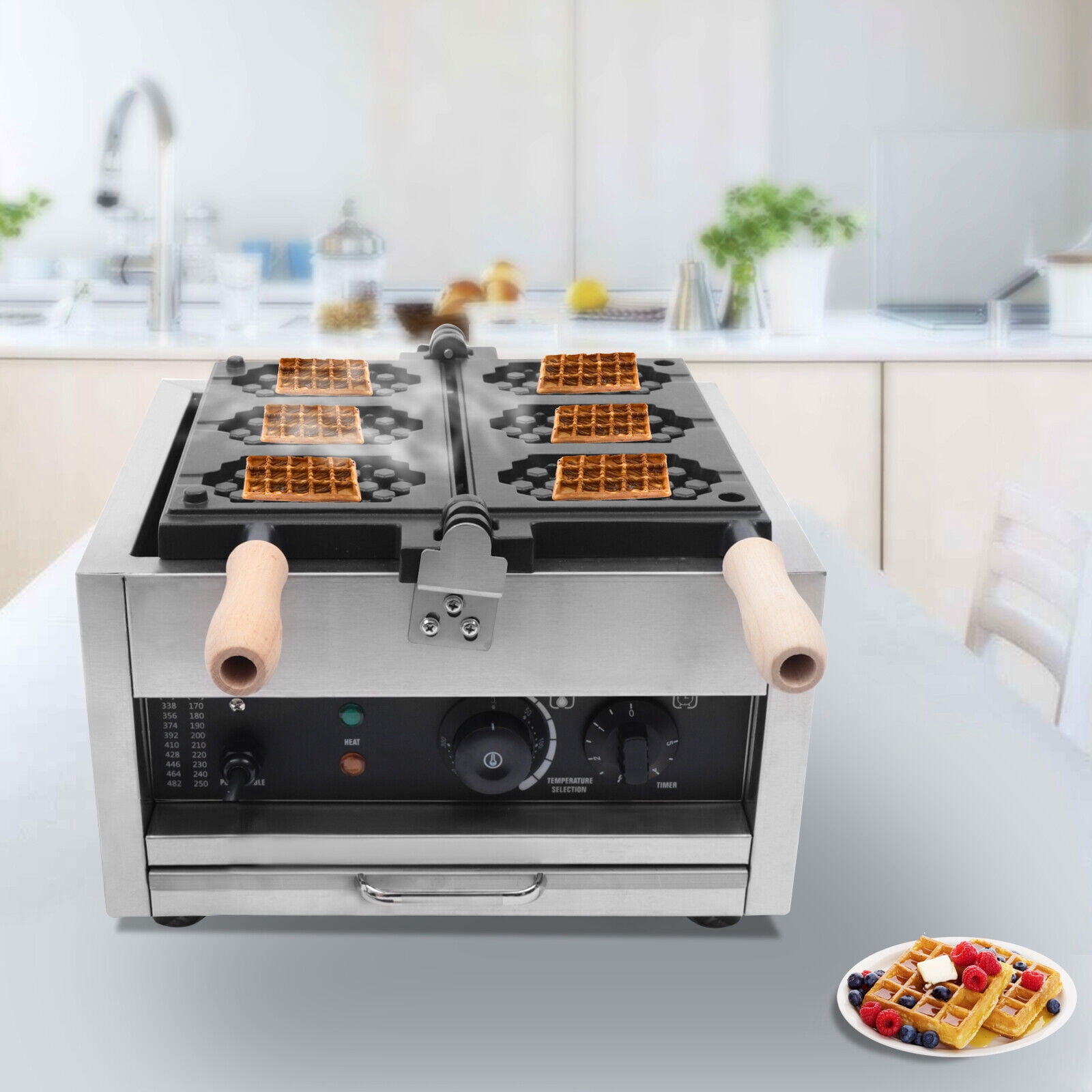 Honeycomb Shape Waffle Maker, Holding 3 Waffles Countertop Waffle Maker Baker, 1400W 14.96*16.54*16.54in Electric Waffle Maker Machine for Commercial Household