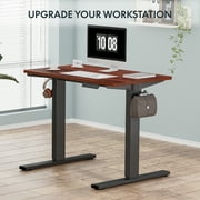 FitStand 48x24 Electric Height Adjustable Standing Desk with Whole-Piece Desktop, Ergonomic Sit Stand Computer Desk for Home Office Workstation, Mahogany