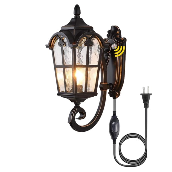 Kiven Waterproof Exterior Outdoor/Indoor Wall Light, Plug-in Wall Mount Lantern Light , Dusk-to-Dawn,Industrial Porch light for House, Garage, Patio BD1658