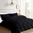 thumbnail image 2 of 500-Thread Count 100% Egyptian Cotton Pinch Pleated Pintuck Design 3pc Duvet Cover Set , With Zipper Closure & Corner Ties - Alaskan King Size ( 120" x 132" ) Inches, (Black), 2 of 7