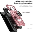 thumbnail image 4 of Compatible Case for Nokia C200 Case with Tempered Glass Screen Protector [Military Grade] Ring Car Mount Kickstand Shockproof Hard Phone Case - Rose, 4 of 7