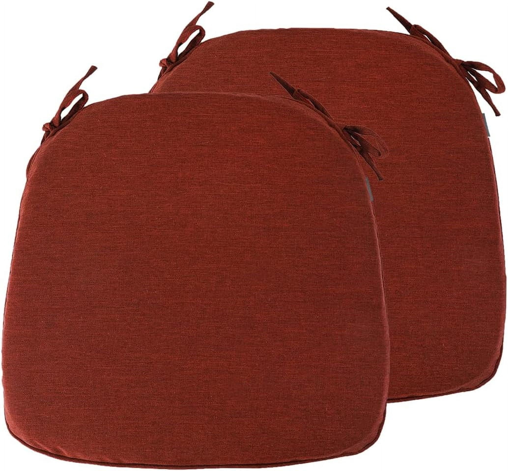 Outdoor Chair Cushions Set of 2, 17x16x2 Inch U-Shaped  Seat Pads with Invisible Zipper, Water Resistant Fade-Resistant Dining Chair Cushion for Garden Furniture (Dark Red)