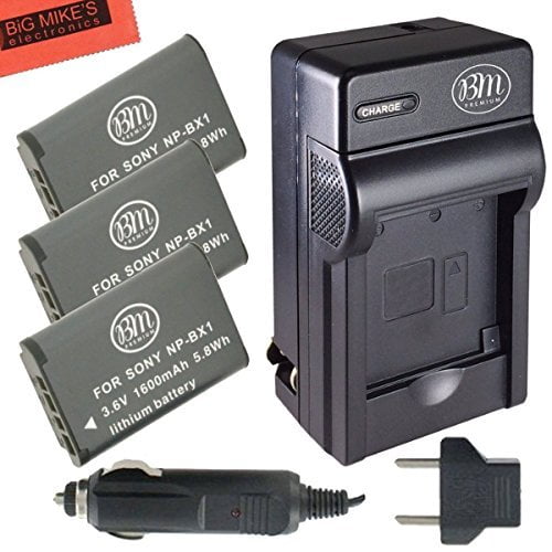 BM Premium NPBX1 Kit de Batterie et de Chargeur NP-BX1/M8 pour Appareils Photo Numériques Sony CyberShot -Comprend 3 Batteries + Chargeur de Batterie