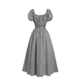 thumbnail image 2 of KICILVS Renaissance Costume Women Puff Sleeve Vintage Gingham Plaid Dress Empire Waist U Neck Casual Halloween Swing Dress, 2 of 6
