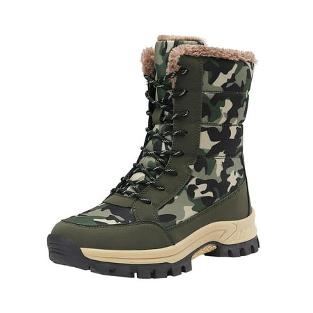 

PMUYBHF Women s Autumn And Winter Thick Soled Warm Snow Boots Outdoor Camouflage High Top Cotton Shoes 52.98