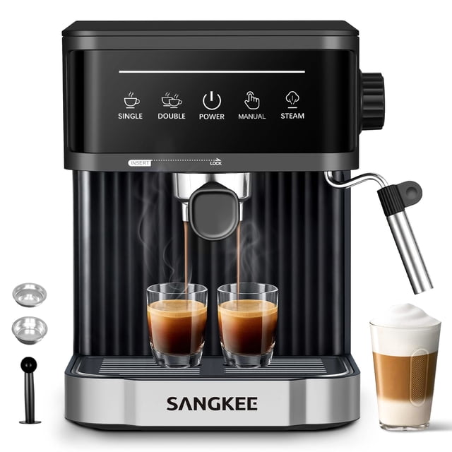 Cafetera Espresso SANGKEE 15 Bares con Espumador de Leche, Pantalla Táctil, 1.7L, ESS5