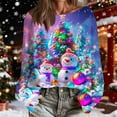 thumbnail image 4 of Womens Tops Christmas Printed Casual Crew Neck Long Sleeve Pullover Sweater Knitted Pullover Top,Blouse for Women Hot Pink L, 4 of 6
