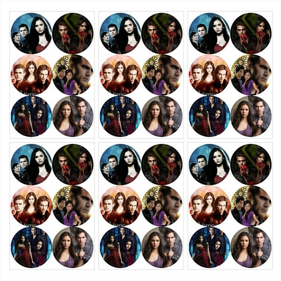 The Vampire Diaries Stickers Party Favors Labels Birthday Thank You Themed Round Circle Baby Shower 60pcs