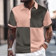 thumbnail image 2 of CAIVO Polo Shirts For Men Color Blocked Casual Loose Comfortable Trendy Patchwork Business Lapel Button Short Sleeve Shirt Classic Fit Golf Tops For Vacation , XXL, 2 of 5