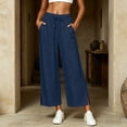 thumbnail image 4 of Luvrsol Flowy Pants for Women Plus Size Wide Leg High Waist Breathable Casual Slacks with Side Pockets S-2XL, 4 of 7