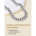 thumbnail image 6 of FindChic Chunky Silver Chains for Women Men 12mm Stainless Steel Cuban Link Necklace Birthday Graduation Fathers Day Jewelry Gifts Dad Husband Boyfriend Him, 20inch, 6 of 10