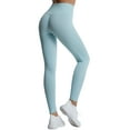thumbnail image 6 of TWZH Women Solid Color Rib-Knit High Waist Stretchy Workout Yoga Legging, 6 of 7