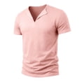 thumbnail image 5 of XAOFW Summer Short Sleeve V Neck T Shirt Solid Color Casual Basic Tee Holiday Vacation Stylish Tops, 5 of 8