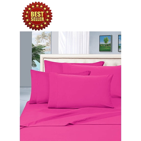 Celine Linen ® Wrinkle and Fade Resistant 1800 Series 4 Piece Bed Sheet Set, Deep Pocket up to 16 inch, King Pink