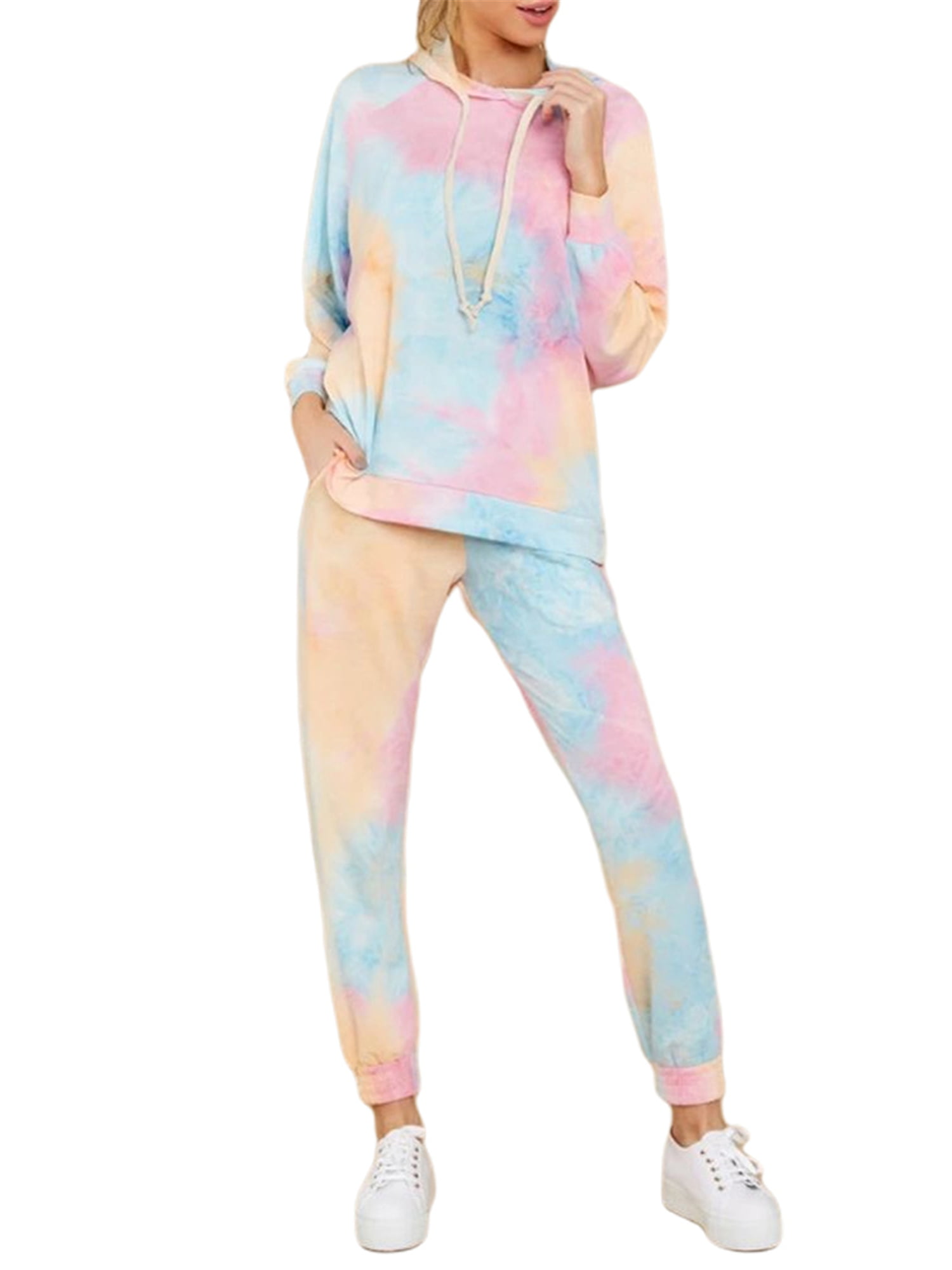 ELOVER Womens Pajamas Set Tie Dye Printed Long Sleeve Button Down Tops and Shorts 2 Piece Sleepwear Lounge Set 