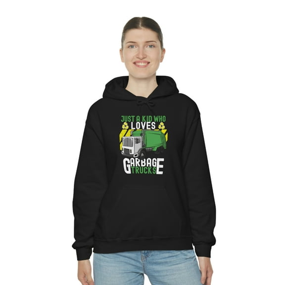 Trash Day Just A Kid Who Loves Garbage Trucks Hoodie